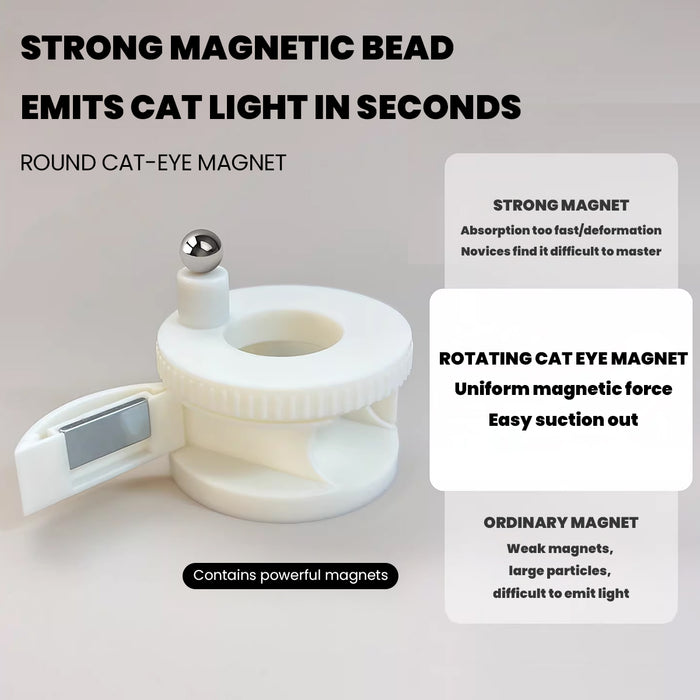 Rotating Cat Eye Magnet - White Openable Ring Design Glass Bead Effect Magnetic Wand for Cat Eye Gel Polish
