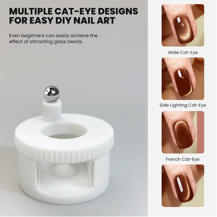 Rotating Cat Eye Magnet - White Openable Ring Design Glass Bead Effect Magnetic Wand for Cat Eye Gel Polish