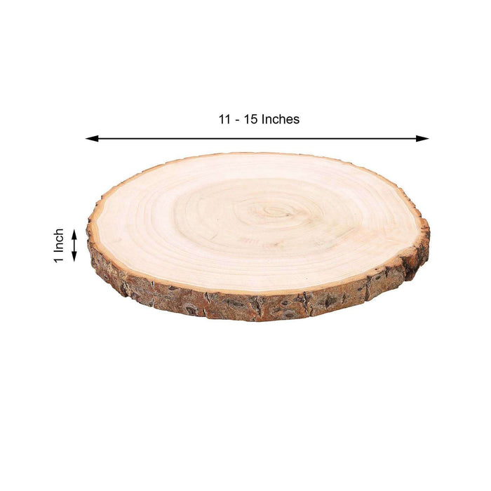 Natural wooden serving platter, 11-15 inches diameter, 1 inch thick.