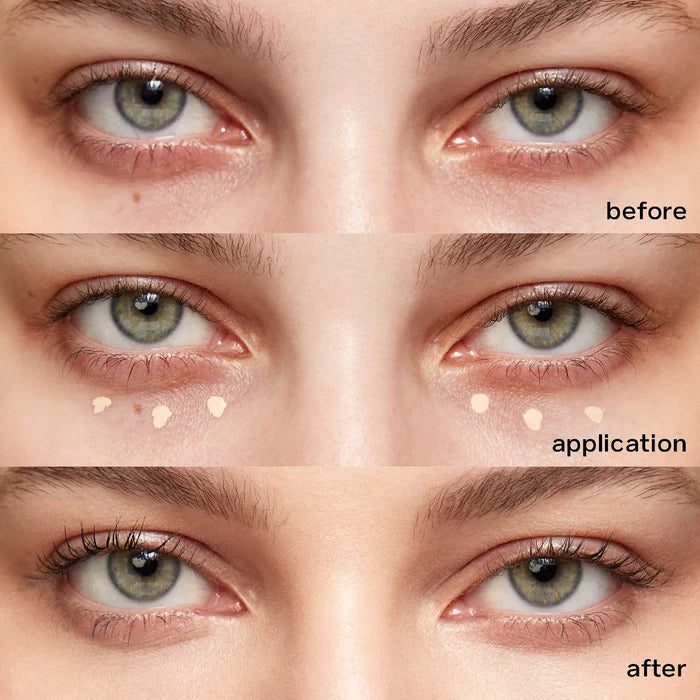 Saie Hydrabeam brightening under eye concealer in multiple shades, featuring a sleek applicator and hydrating formula.