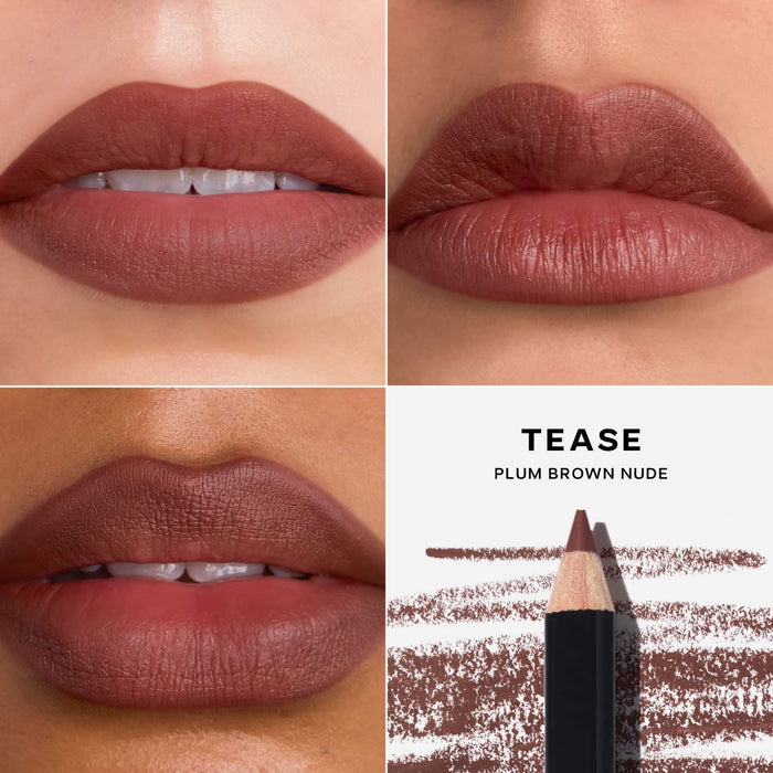 Saie Lip Liner 101 in various shades, showcasing the creamy, nourishing lip pencil with a sleek design and vibrant color swatches.