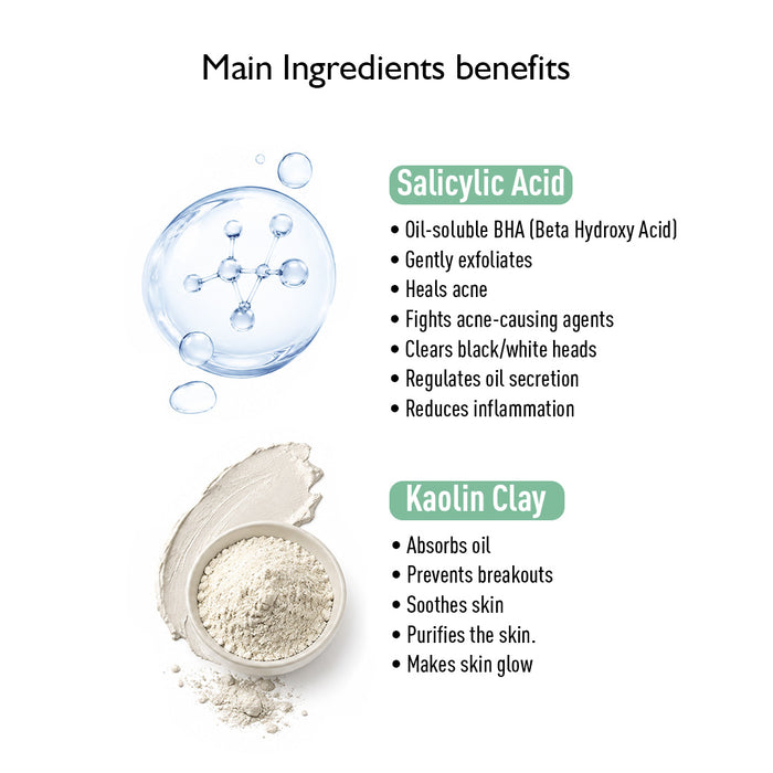 Salicylic Acne Defence BHA Exfoliating Peel Clay Mask - Glowing, Reduces Oil, Anti Acne, Remove Blackheads - Keya Seth Aromatherapy