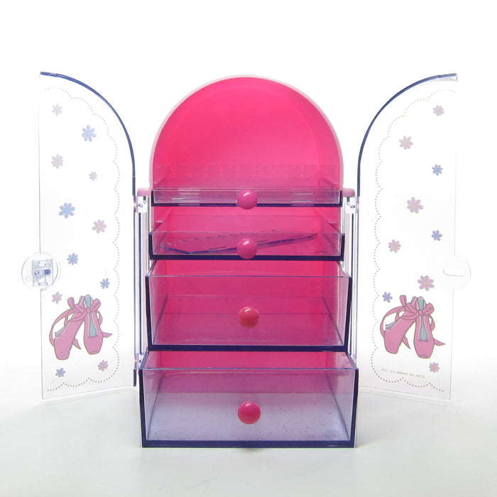 Pink plastic Petite Plie jewelry case with pull out drawers