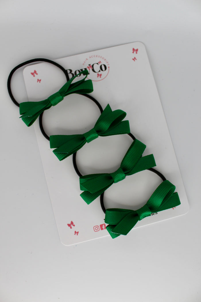 School Green Bows - Ballerina Bows - Set of 4 - Elastic