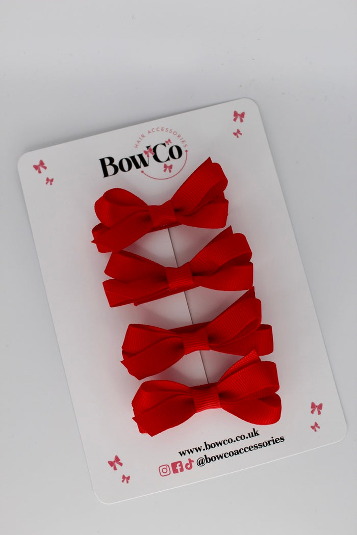 School Red Ballerina Bows - Set of 4 - Clip