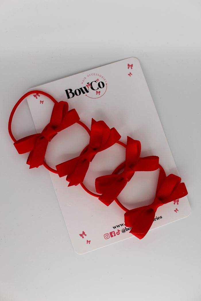 School Red Bows - Ballerina Bows - Set of 4 - Elastic