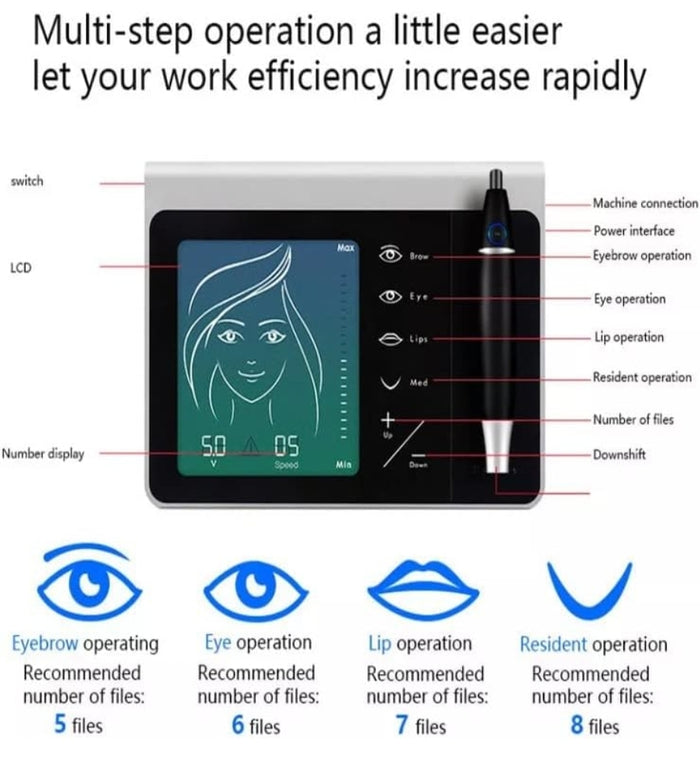 SD Cosmetics Care Silver Permanent Makeup Digital Machine - LCD Touch Screen & 4500mAh Battery - SD Cosmetics Care