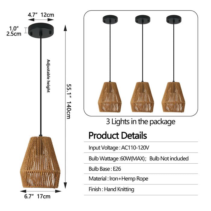 Set of 3 Farmhouse Pendant Lights
