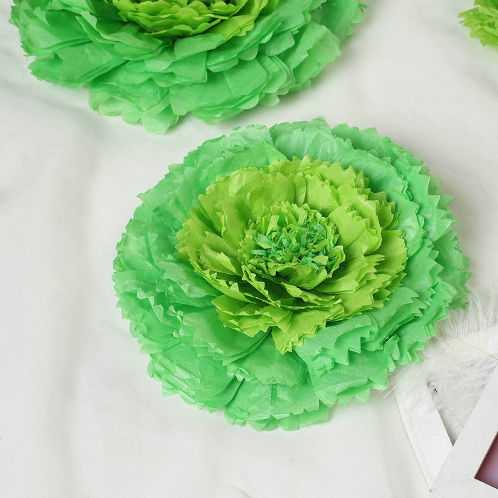 Green paper flower decoration for arts and crafts projects.