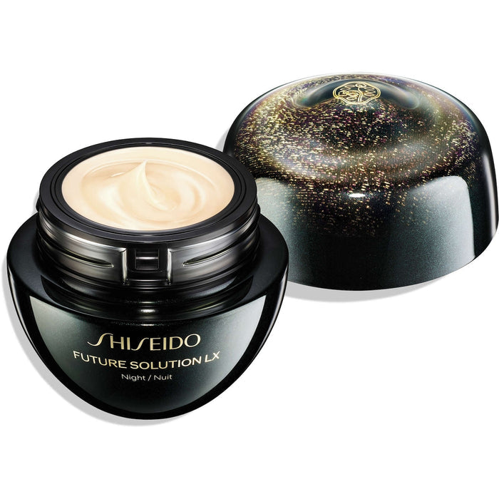Shiseido Future Solution LX Night beauty cream in 50ml jar, new with box, showcasing elegant packaging and product label.