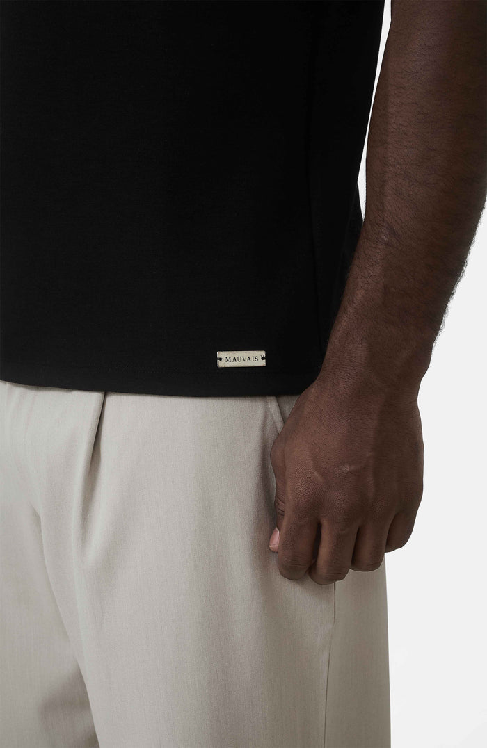 Signature Slim Tipping Polo in Black