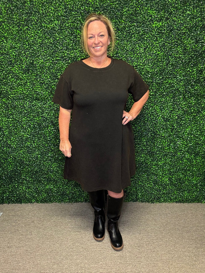Simply Classic Black Dress-White Birch
