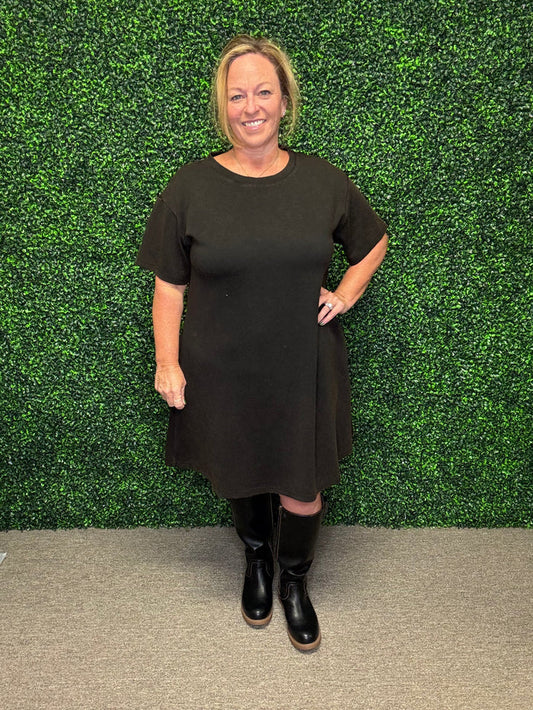 Simply Classic Black Dress-White Birch