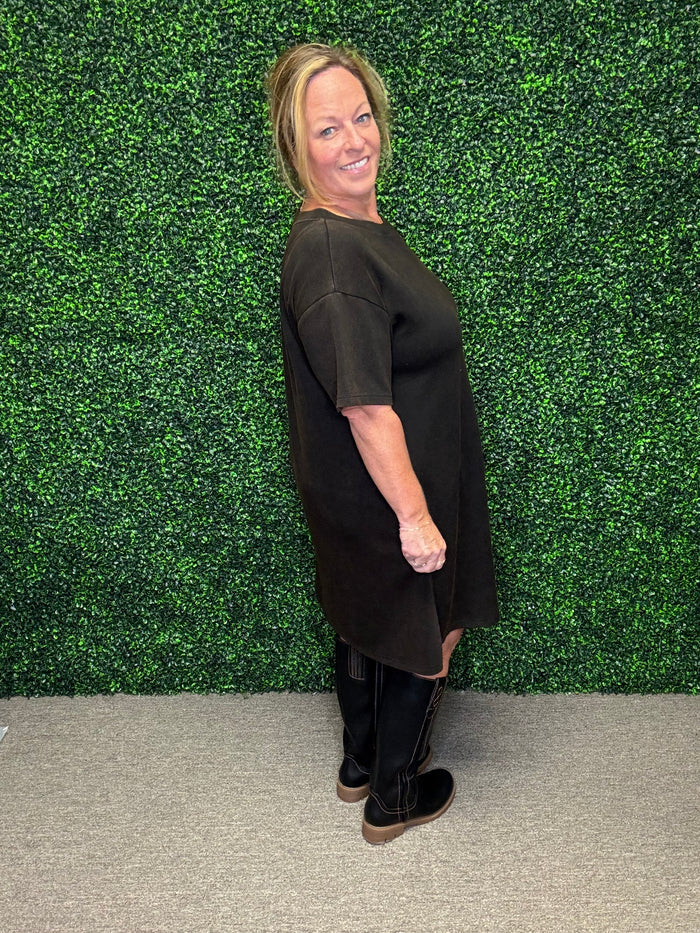 Simply Classic Black Dress-White Birch
