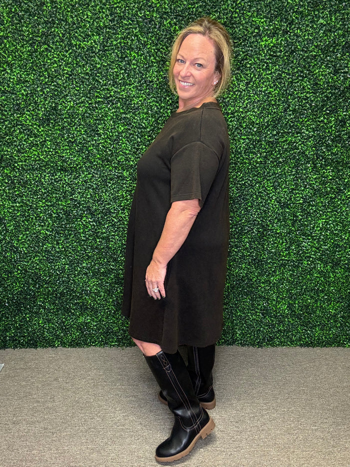 Simply Classic Black Dress-White Birch