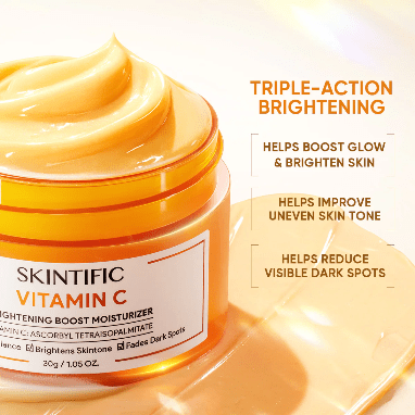 Skintific Vitamin C Brightening Boost Moisturizer 30g مرطب سكينتيفيك بفيتامين سي لتفتيح البشرة - Princess Cosmetics Qatar