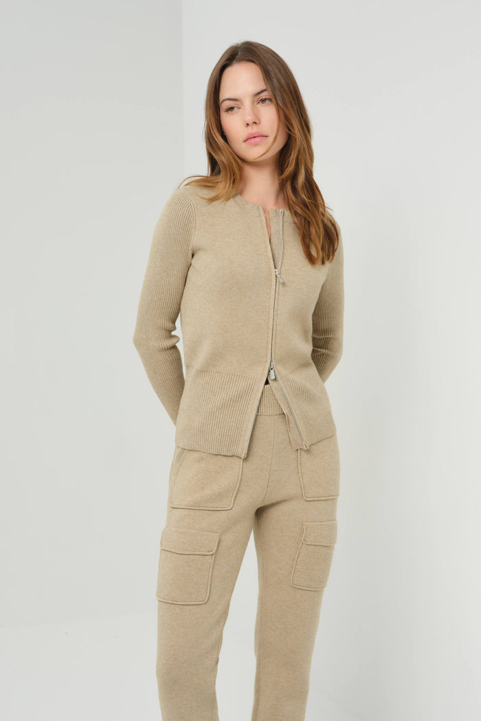 Sky Zip-front Sweater Jacket