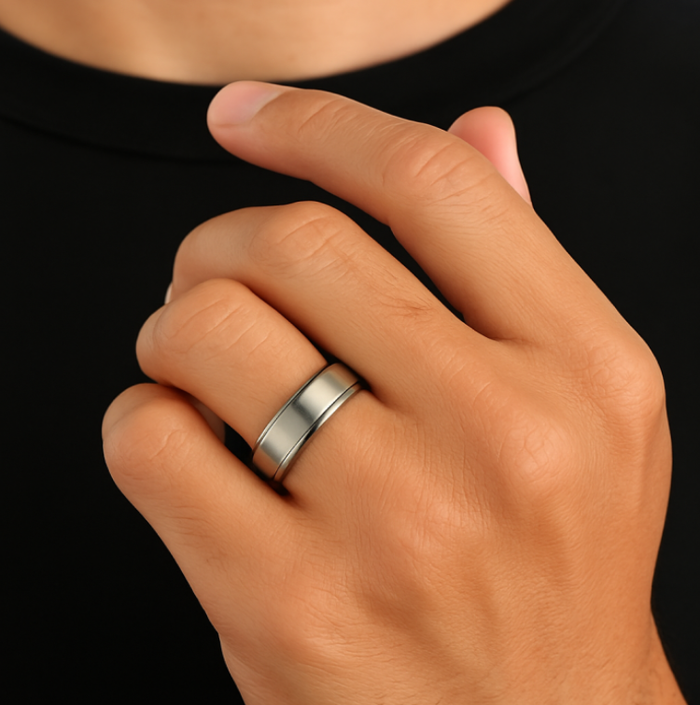 Sleek Satin Finish Stainless Steel Ring
