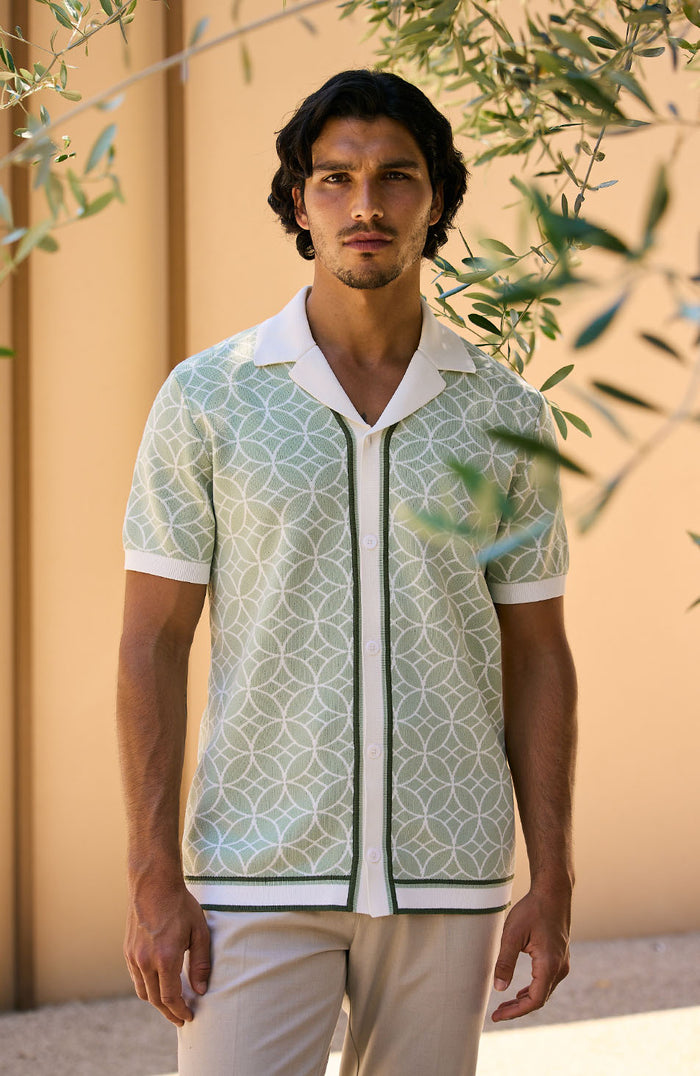 Solato Jacquard Knit Shirt in Mint