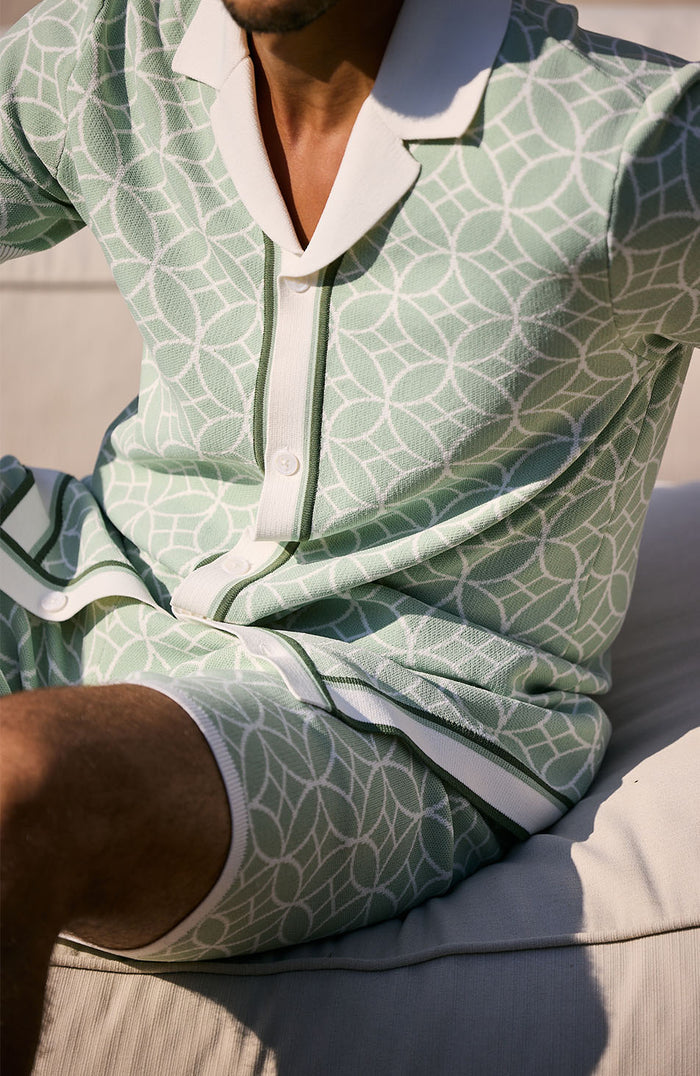 Solato Jacquard Knit Shirt in Mint