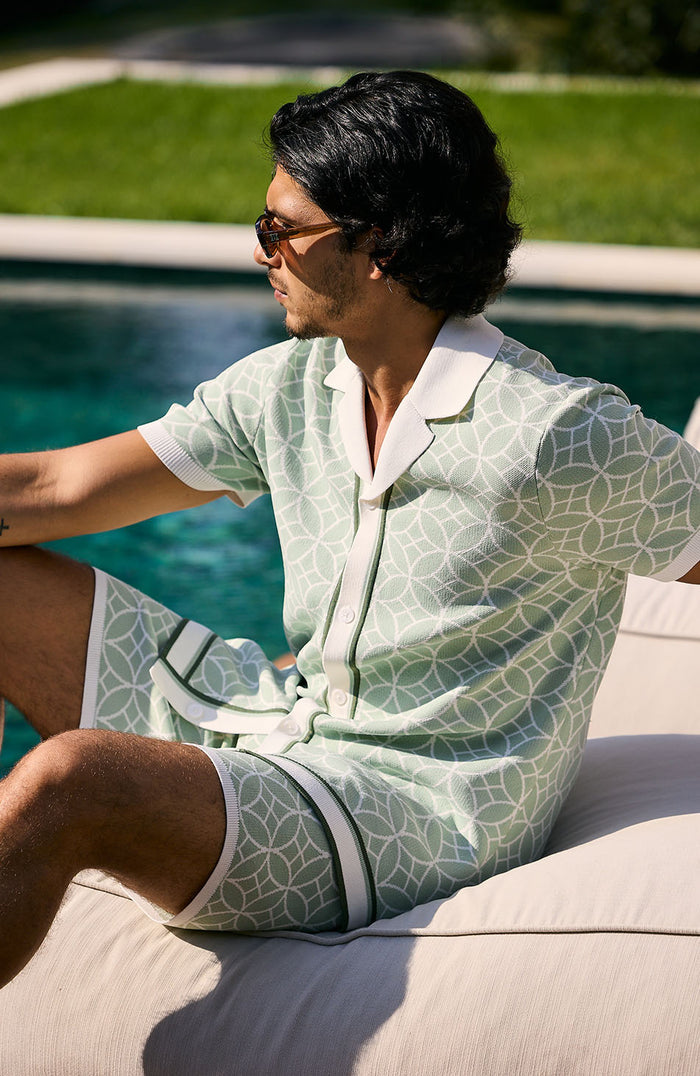 Solato Jacquard Knit Shirt in Mint