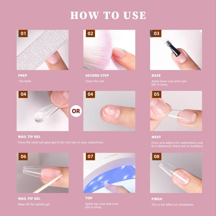 Rarjsm Solid Nail Tip Gel-Fake Nails Solid Builder Gel