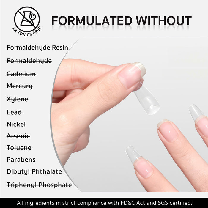 12 toxics free formaldehyde resin cadmium mercury xylene lead nickel arsenic toluene parabens FDA SGS certified