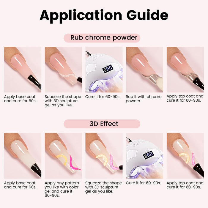 Sparkle Silver No-Wipe 3D Sculpting Gel for Nail Art Designs