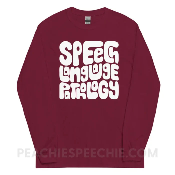 Speech Language Pathology Smush Long Sleeve Tee - Maroon / S - peachiespeechie.com