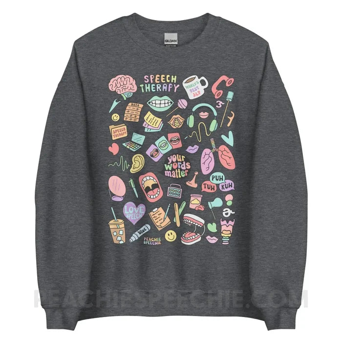 Speech Life Stuff Classic Sweatshirt - Dark Heather / S - peachiespeechie.com