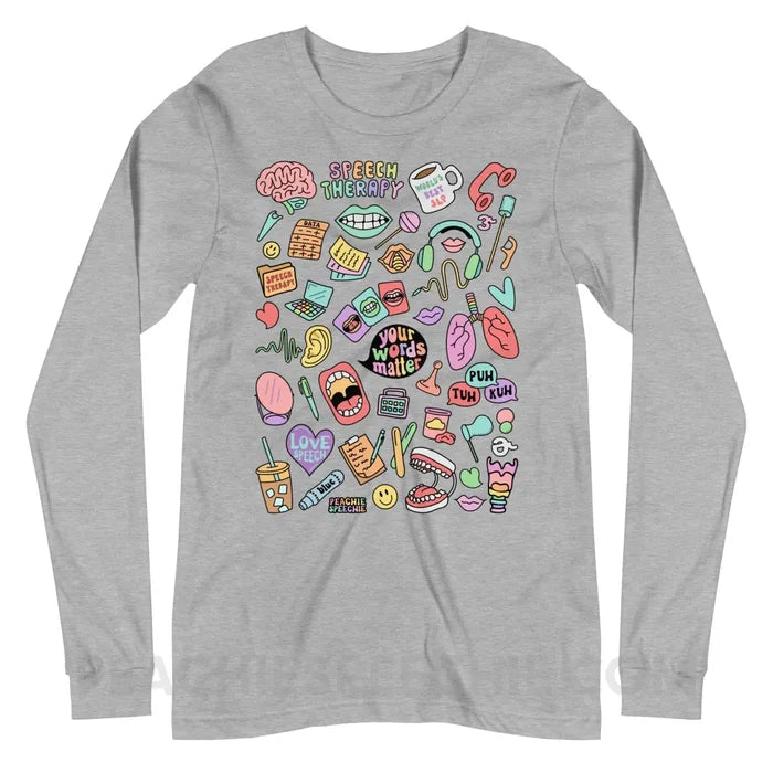 Speech Life Stuff Premium Long Sleeve - Athletic Heather / XS - peachiespeechie.com