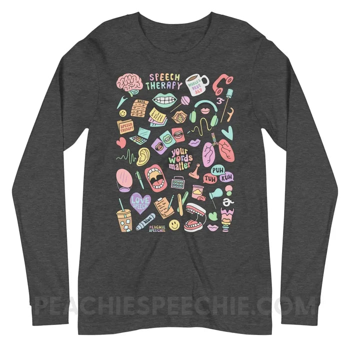Speech Life Stuff Premium Long Sleeve - Dark Grey Heather / XS - peachiespeechie.com