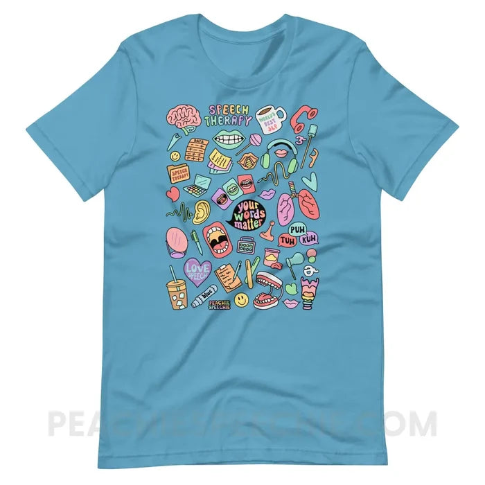 Speech Life Stuff Premium Soft Tee - Ocean Blue / S - peachiespeechie.com