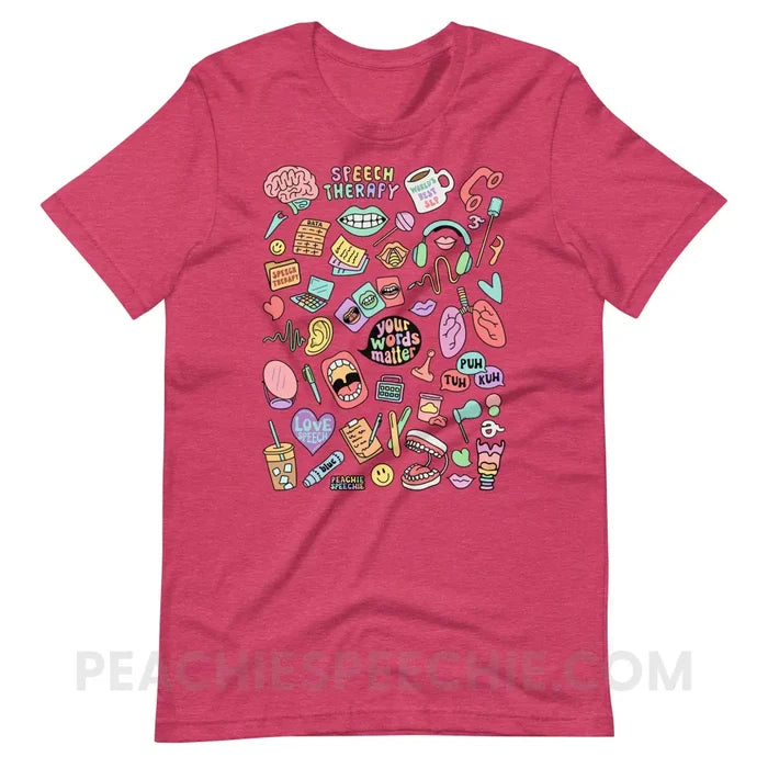 Speech Life Stuff Premium Soft Tee - Heather Raspberry / S - peachiespeechie.com