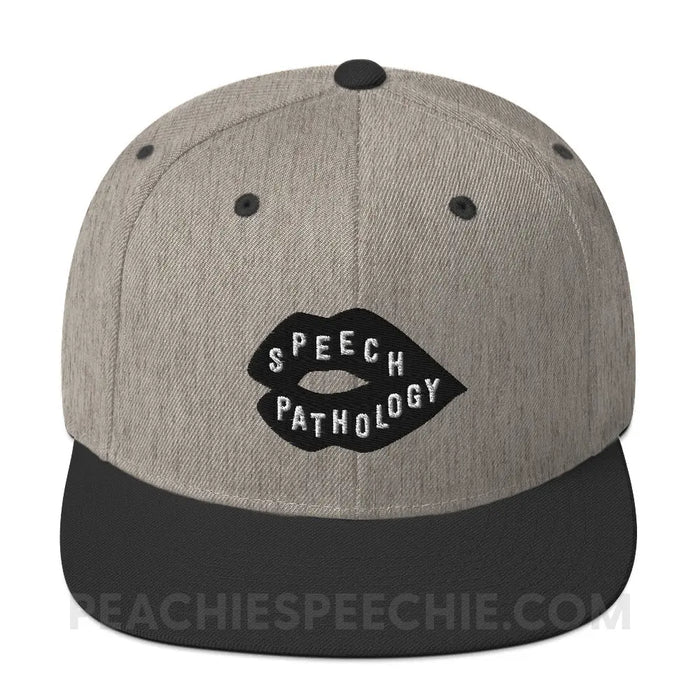 Speech Pathology Lips Premium Ball Cap - Heather/Black - peachiespeechie.com