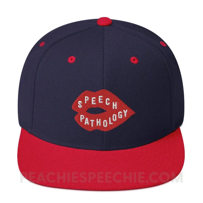 Speech Pathology Lips Premium Ball Cap - Navy/ Red - peachiespeechie.com