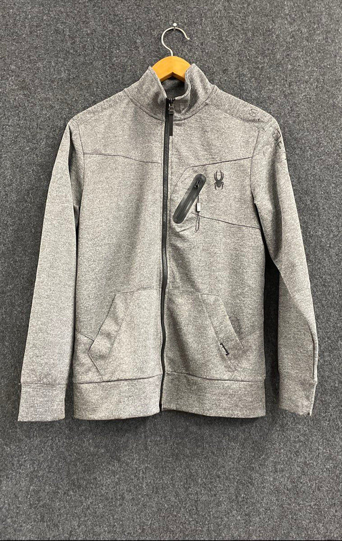 Spyder Men's Gray Full Zip ProWeb Performance Active Fleece Jacket Sz M