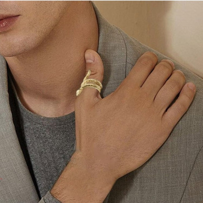 Stainless Steel Gold Snake Ring