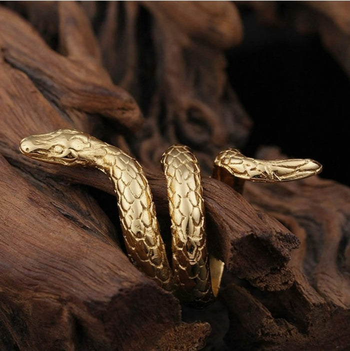 Stainless Steel Gold Snake Ring