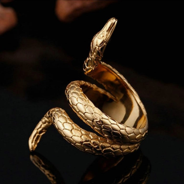 Stainless Steel Gold Snake Ring