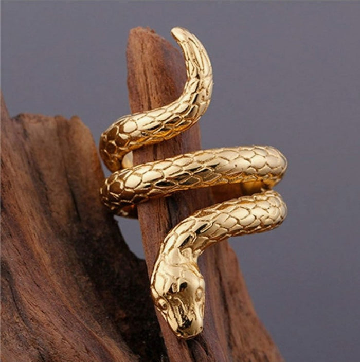 Stainless Steel Gold Snake Ring