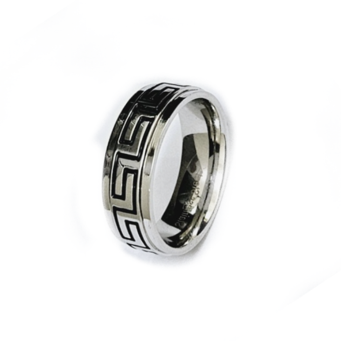 Stainless Steel Greek Key Pattern Ring