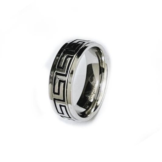 Stainless Steel Greek Key Pattern Ring