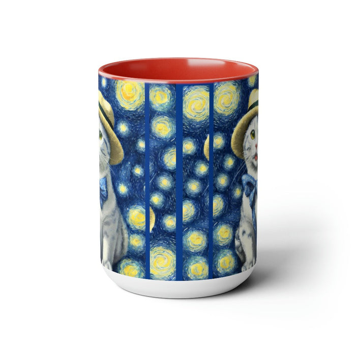 tarry Eye Cat Two-Tone Coffee Mugs, 15oz  front