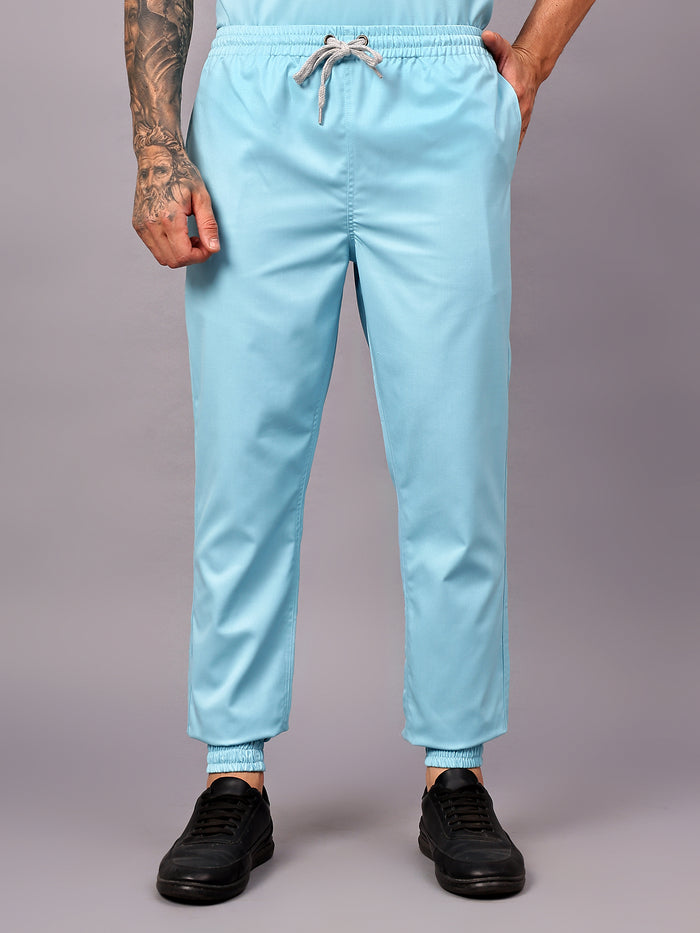 Stretchable (2Way) Men Aqua Blue Jogger