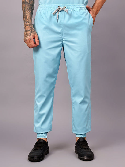 Stretchable (2Way) Men Aqua Blue Jogger
