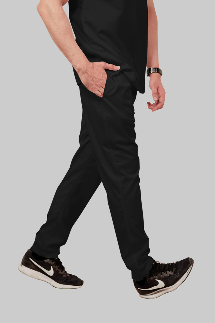 Stretchable (2Way) Men Black Straight Scrub Pant
