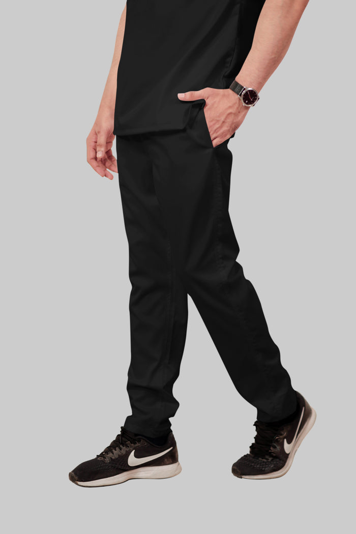 Stretchable (2Way) Men Black Straight Scrub Pant