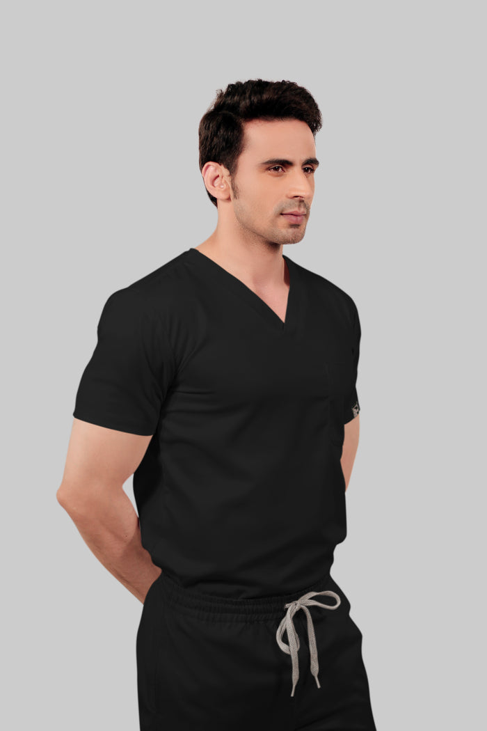 Stretchable (2Way) Men Black Straight Scrub Pant