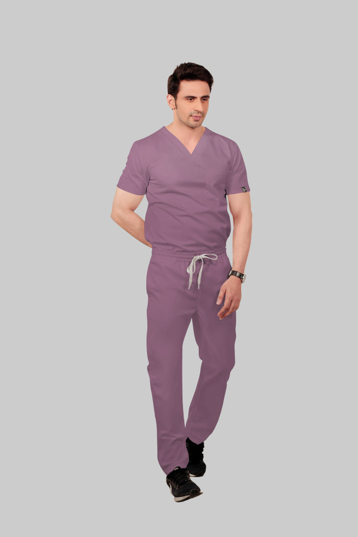 Stretchable (2Way) Men Lilac Straight Scrub Pant